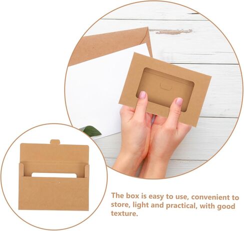 Uonlytech 10pcs Kraft Paper Postcard Boxes Open Window Sturdy Envelop Case for Postcard Storage and Mailing for Home and Office Use in Saudi Arabia