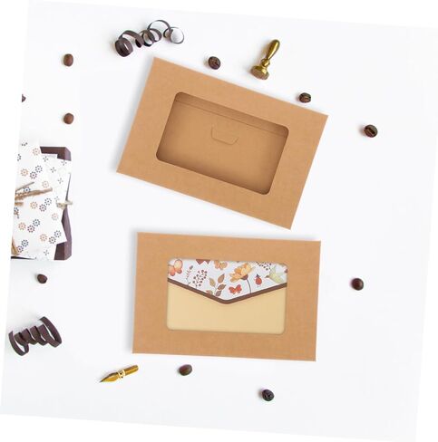 Uonlytech 10pcs Kraft Paper Postcard Boxes Open Window Sturdy Envelop Case for Postcard Storage and Mailing for Home and Office Use in Saudi Arabia