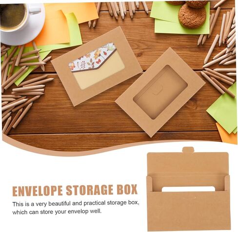 Uonlytech 10pcs Kraft Paper Postcard Boxes Open Window Sturdy Envelop Case for Postcard Storage and Mailing for Home and Office Use in Saudi Arabia