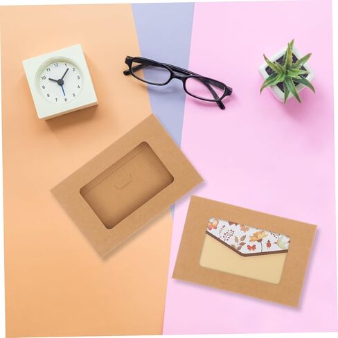 Uonlytech 10pcs Kraft Paper Postcard Boxes Open Window Sturdy Envelop Case for Postcard Storage and Mailing for Home and Office Use in Saudi Arabia