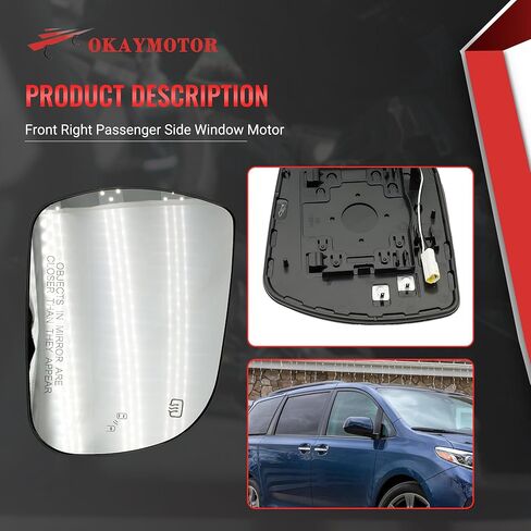 Right Passenger Side Mirror for 2011-2020 Toyota Sienna with Blind Spot System Power Heated in Saudi Arabia