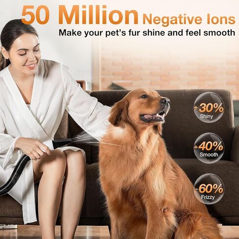 Dog Dryer for Pet Grooming, High-Velocity Force Blow Dryer, Super Quiet Dog Hair Dryer with 3 Nozzles & Adjustable Speed & 3 Temperature for Dog & Cat in Kuwait