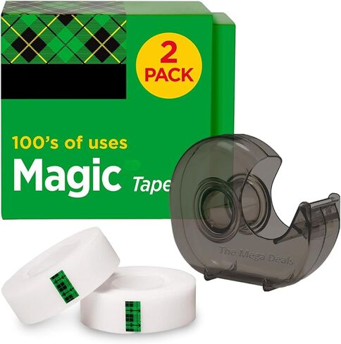 6 Rolls Invisible Tape with 2 Refillable Tape Dispensers, Writable Tape Refills for Dispenser, 3/4 x 1296 Inches, Matte Gift Wrapping Tape for Home, Office, School in Kuwait