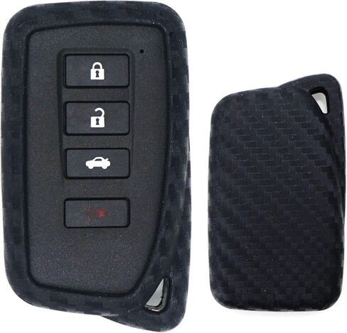 iJDMTOY Carbon Fiber Pattern Soft Silicone Key Fob Cover Case Compatible with Lexus is ES GS RC NX RX LX 200 250 350 2nd Gen Smart Key in Saudi Arabia