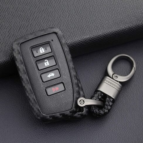 iJDMTOY Carbon Fiber Pattern Soft Silicone Key Fob Cover Case Compatible with Lexus is ES GS RC NX RX LX 200 250 350 2nd Gen Smart Key in Saudi Arabia