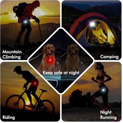 ضوء طوق الكلب، عبوتان من 4 أوضاع لأضواء طوق الكلب، ضوء كلب قابل لإعادة الشحن عبر USB عالي السعة، IP68 مقاوم للماء للكلاب للمشي ليلاً، والتسلق، والجري in Kuwait