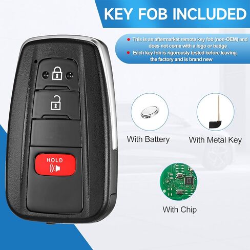 Smart Key Fob Replacement Fits for Toyota RAV4 2019 2020 2021 Proximity Keyless Entry Remote Control 314.3 Mhz P/N:8990H-0R010 8990H-42010 8990H-0R210 8990H-0R020 8990H-0R200 FCC:HYQ14FBC in Kuwait