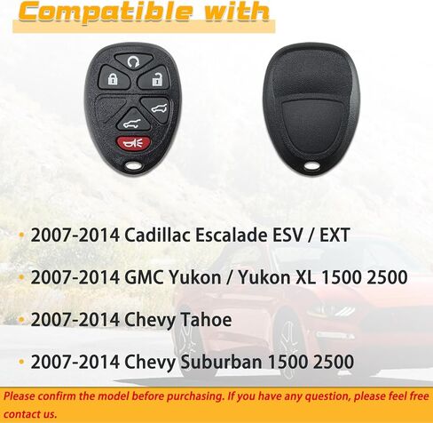 Key Fob Replacement Fits for Cadillac Escalade ESV EXT GMC Yukon/Yukon XL Chevy Tahoe Suburban 1500 2500 2007 2008 2009 2010 2011 2012 2013 2014 Keyless Entry Remote Control OUC60270 OUC60221 2Pcs in Kuwait