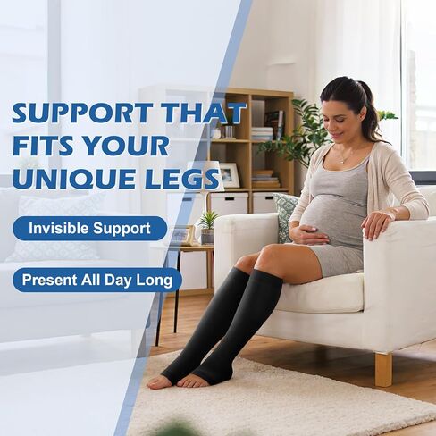 Beister Medical Open Toe Knee High Calf Compression Socks for Women & Men, Firm 20-30 mmHg Graduated Support Hosiery for Varicose Veins, Edema, Flight, Pregnancy （A Pair） in Saudi Arabia