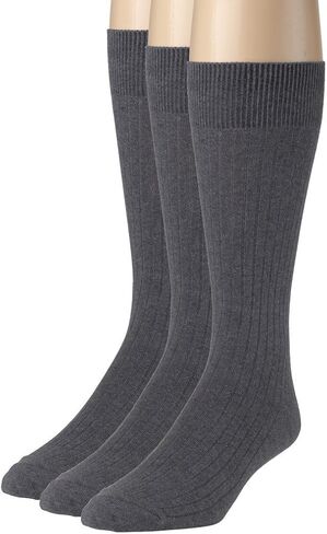 Men's Socks Soft Ribbed Knit Classic Cotton Mid-Calf Crew Dress Socks 3 Pack - Heather Grey (9-11) in Kuwait