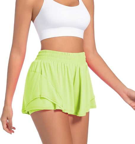 Athletic Running Shorts for Women High Waisted Flowy Shorts Butterfly Summer Gym Workout Golf Active Tennis Skorts in Saudi Arabia