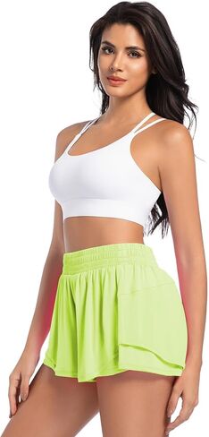 Athletic Running Shorts for Women High Waisted Flowy Shorts Butterfly Summer Gym Workout Golf Active Tennis Skorts in Saudi Arabia