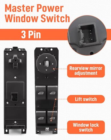 Master Power Window Switch Driver Side Fit for C-Max 2013-2018, for Escape 2013-2019, for Focus 2013-2018 ST RS Electric Titanium Replace F1EZ14529B CV6Z14529A in Saudi Arabia