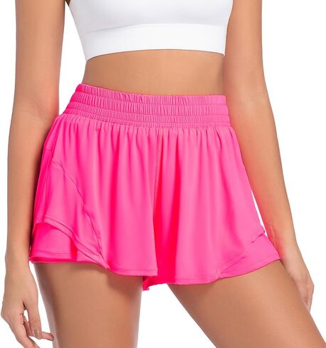 Athletic Running Shorts for Women High Waisted Flowy Shorts Butterfly Summer Gym Workout Golf Active Tennis Skorts in Saudi Arabia