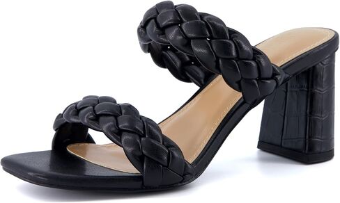 CUSHIONAIRE Irine Chunky Heels for Women, Braided Block Heel Sandals with Square Toe and Memory Foam in Saudi Arabia