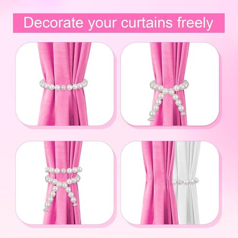 2 Pcs Pearl Curtain Ties, White Pearl Magnetic Tiebacks Bedroom Decorative Curtain Holders for Home Office Hotel Window Decoration in Saudi Arabia