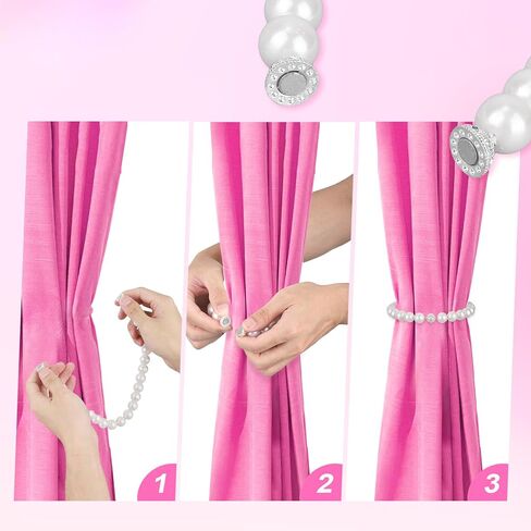 2 Pcs Pearl Curtain Ties, White Pearl Magnetic Tiebacks Bedroom Decorative Curtain Holders for Home Office Hotel Window Decoration in Saudi Arabia