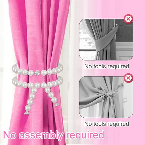 2 Pcs Pearl Curtain Ties, White Pearl Magnetic Tiebacks Bedroom Decorative Curtain Holders for Home Office Hotel Window Decoration in Saudi Arabia
