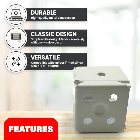 Amazing Drapery Hardware 1" Mini Blind Metal Mounting Brackets - Versatile, Easy to Install, Durable Box Mount, Fits 1" x 1" Headrail - White, 4-Pairs (8 Pieces) with Screws in Saudi Arabia