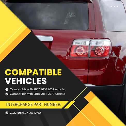 Right Tail Light Assembly w/Bulbs Compatible with 2007-2012 Acadia Passenger Side Rear Tail Lamp Brake Light GM2801216 20912756 in Kuwait