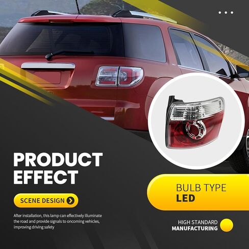 Right Tail Light Assembly w/Bulbs Compatible with 2007-2012 Acadia Passenger Side Rear Tail Lamp Brake Light GM2801216 20912756 in Kuwait