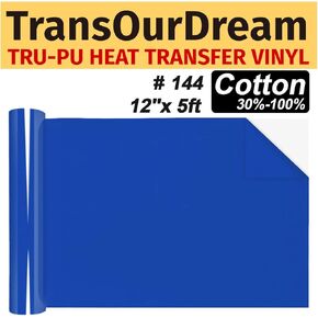 بكرة الفينيل النقل الحراري HTV باللون الأزرق غير اللامع من Trans OurDream لجميع ماكينات القطع - 12 بوصة × 5 أقدام من البولي يوريثان باللون الأزرق الملكي على الفينيل للقمصان - رفيعة وسهلة إزالة الأعشاب الضارة in Saudi Arabia