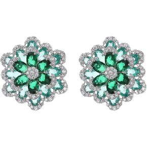 أقراط زركونيا مكعبة للنساء، أقراط كبيرة على شكل زهرة لامعة، أقراط كريستالية من حجر الراين تشيكوسلوفاكيا in Kuwait