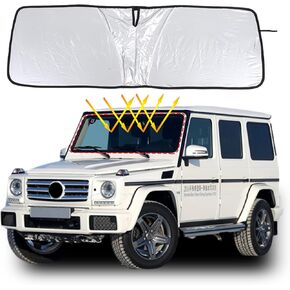 مظلة شمسية للزجاج الأمامي لسيارة Mercedes Benz G Class AMG Wagon Cross Country SUV W463 G350 G400 G500 G500 G55 G63 G65 G800 2004-2018 عاكس للأشعة فوق البنفسجية للنافذة الأمامية غطاء درع واقي من الشمس (نمط سلك الذاكرة) in Kuwait