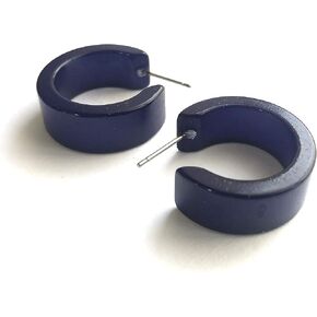 أقراط دائرية كلاسيكية واسعة باللون الأزرق الداكن - WDCL-BL-8 in Kuwait