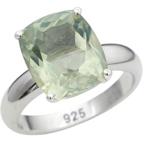 خاتم الجمشت الأخضر مقاس 10 × 12 مم - الصلبة 925 الفضة الاسترليني - أحجار كريمة براسيوليت طبيعية، مجوهرات إسكندنافية مصنوعة يدويًا للنساء in Kuwait