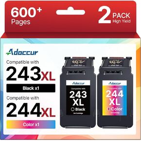 PG-243XL / CL-244XL Ink Value Pack Replacement for Canon 243 and 244 Ink Cartridges Compatible to Pixma MG2522 TR4520 MX492 MX490 TS202 TS302 TS3122 TS3322 TR4527 MG2920 MG2525 (1 Black, 1 Tri-Color) in Kuwait