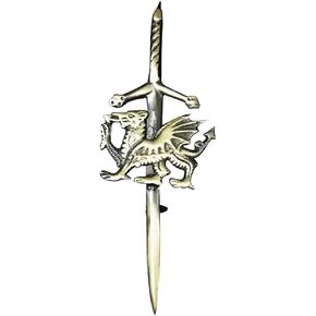 AAR Wales Dragon Kilt Pin 4" Antique, Chrome & Gold Finish Kilt Pins (ANT) in Kuwait