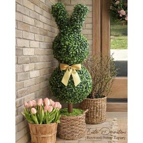 Easter Decorations - 3 Ft Boxwood Bunny Topiary with Bow - Artificial Bunny Shaped Tree with Planter Pot for Indoor Outdoor Decor - Spring Decoration for Home Yard Front Door Porch Mantle Party in Kuwait