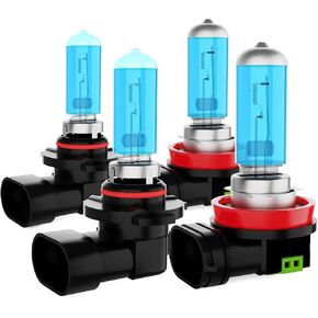 Headlight Bulbs Fit for Chrysler Pacifica 2017-2020 Halogen Bulbs, 9005/HB3/H10 High Beams+ H11/H8/H9 Low Beams Upgraded Front Light Kit, 200% Brightness 6000K White, 4 in a Pack in Kuwait