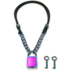 Succuba Braided Wax Rope Metal Chain Padlock Choker Collar Necklace with Lock and Key For Women and Men in Kuwait