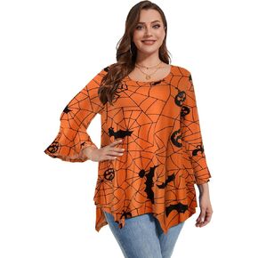 LARACE 3/4 Sleeve Womens Tops Plus Size Crew Neck Tunic Tops Dressy Casual Ruffle Sleeve Shirts Blouses in Kuwait