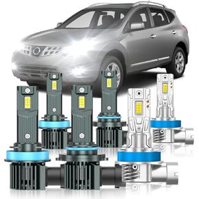 Compatible with Nissan Rogue 2015-2022 Fog Bulbs, High&Low Beam Fog Light Bulbs Combo, 800% Super Bright 6000K Cool White, Plug and Play, Pack of 6 in Kuwait