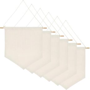 6 Pcs Blank Canvas Banners with Wooden Dowel, 11.8 x 10.83 in Enamel Pin Wall Display Banners, Wall Decorative Hanging Flags, Display Banner for Display Badge, Buttons, Lapel in Kuwait