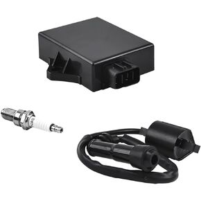 Ignition Coil, CDI Box & Spark Plug Kit Compatible with Yamaha Bear Tracker 250 YFM250X 2001-2004 – Replaces 4XE-85540-00-00, 8-Pin CDI Module in Kuwait