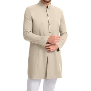 YAOHUOLE Mens Kurta Coats Indian Ethnic Royal Suits Jubba Thobe for Men in Kuwait