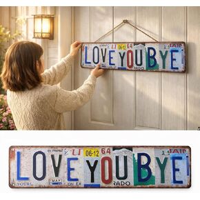 Love You Bye Vintage Metal Wall Sign - 16 X 4 Inch, Hallway Entryway Door Signs Decor,Aluminum Rustic Wall Art, Farmhouse Style Hanging Plaque for Decoration (1, white, M) in Kuwait