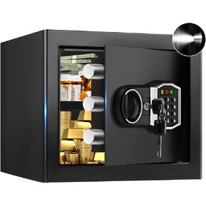 1.3 كوب صغير مقاوم للحريق آمن للمنزل، صندوق آمن مضاد للسرقة ومقاوم للحريق مع مفاتيح احتياطية، لوحة مفاتيح قابلة للبرمجة ونظام إنذار، خزائن رقمية مقاومة للحريق ومقاومة للماء لطب أموال المستندات in Kuwait