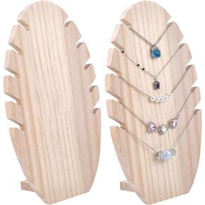 PH PandaHall 2 Sets Wooden Necklace Display Stand, Leaf Shape Jewelry Holder Organizer 3.15x5.9x10 inch Small Necklace Display Bust Easel Rack for Home Boutique Store Vendor Booth Show, Brown in Kuwait