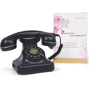 RetroVox Audio Guest Book Wedding Phone Guestbook and Signage Guest Audio Message Book, Vintage Style for Wedding Reception, Bridal Shower, Baby Shower（White & Sign Holder E） in Saudi Arabia
