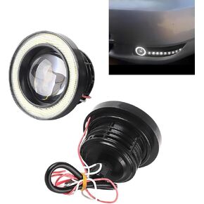 قطعتان من مصابيح الضباب LED لعين الملاك للسيارة، 3 بوصات أضواء عدسة عين السمكة Halo COB، فتحة فائقة السطوع ومضادة للاهتزاز أثناء النهار، مجموعة مصابيح معدلة عالمية للسيارات (أبيض) in Kuwait