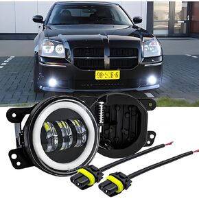 4 Inch LED Fog Light Assembly Compatible for 2005 2006 2007 2008 Dodge Magnum Fog Lights, Front Bumper Replacements, Round Offroad LED Light Fog Light/DRL, 6000K Bright White, 2-Pack in Kuwait