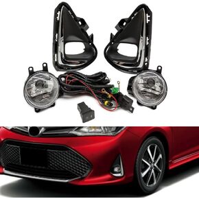 BAKUGO 1 Set Car LED Fog Light Halogen Front Bumper Lamp Harness Wiring Cover Grille for Toyota AXIO Corolla 2018 2019 2020 2021-LED Set in Saudi Arabia