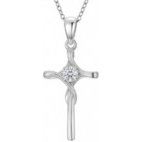 Cross Necklace 925 Sterling Silver Birthstone Necklace for Women Pendant Gemstone Anniversary Birthday Jewelry Christmas Gifts for Mom Her Wife in Kuwait
