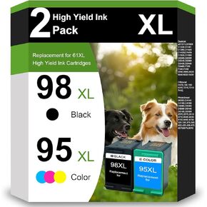 Remanufactured 95 98 High Yield Ink Cartridge Replacement for HP C9364WN and C8766WN for Officejet 150 100 6310, PhotoSmart C4180 C4150 8050, Deskjet 5940 460 Printer (1 Black+1 Tri-Color) in Kuwait