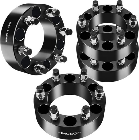 فواصل عجلات HHCSOP 6x5.5 إلى 6x5.5 مقاس 2 بوصة تناسب 1999-2025 Chevy Silverado 1500 Tahoe GMC Sierra 1500 Forged 6 Lug 6x139.7mm محولات العجلات M14x1.5 Hub Bore 108mm، أسود 4 قطع in Saudi Arabia